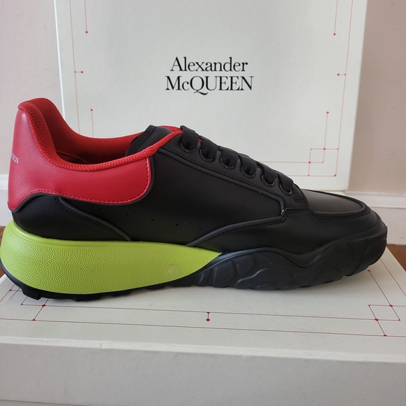 Alexander McQueen Black and Green Men's Shoes - Picture 9 of 14